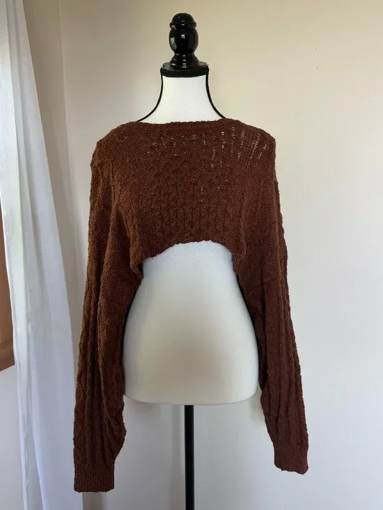 Forever 21 Rust Cable Knit Cropped Sweater | Never Worn | Size M
