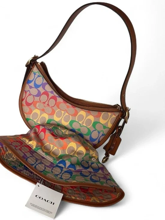Coach Luna Shoulder Bag & Hat In Rainbow Signature Canvas