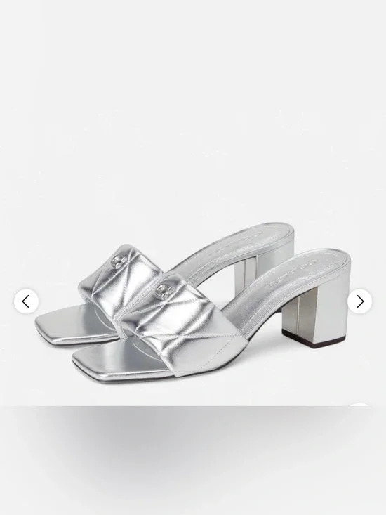 Coach Silver Quilted Block Heel Mule Sandals- BRAND NEW! Never worn!
