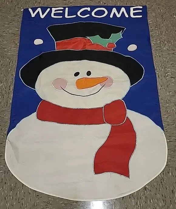 Welcome Yard Banner Frosty the Snowman Christmas Winter Garden Flag 27