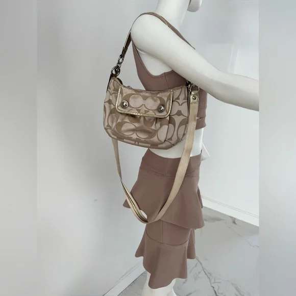 COACH Poppy Signature Satin Groovy two way Bag GOLD #13833 2009