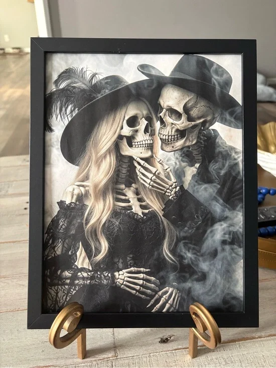 Romantic Skeleton Couple Framed 8x10 Art Print