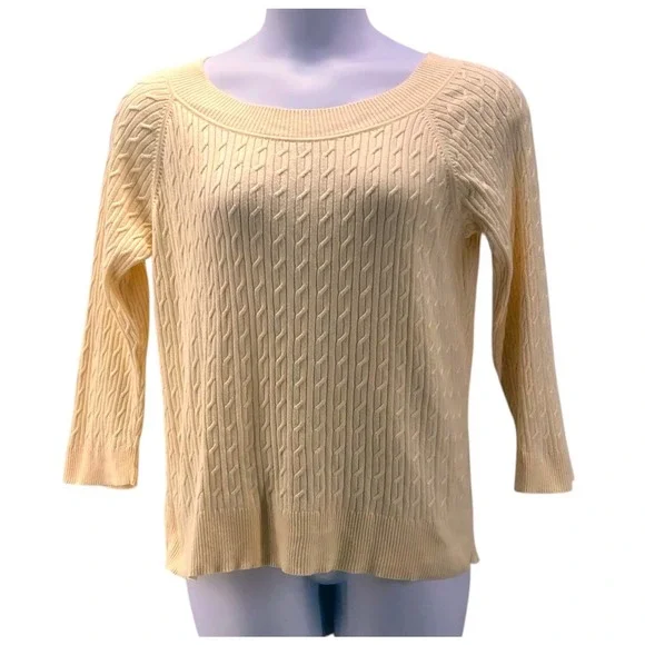 Talbots Cable Knit Sweater‎ XL Yellow