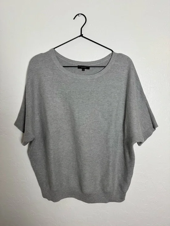 Quince Gray Scoop Neck Short Sleeve Sweater
