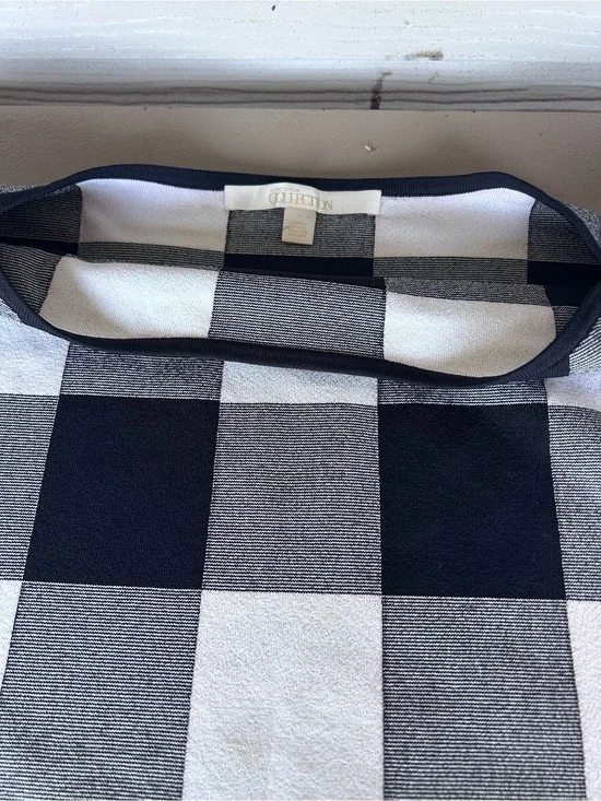 Nordstrom Black and White Check Plaid Knit Top