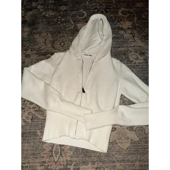 Moral Envy White Zip Up Knit Sweater
