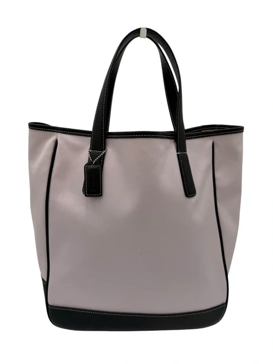 Coach Hamptons Tote Bag Style 7707 Pink Double-Faced Fabric Black Leather Trim