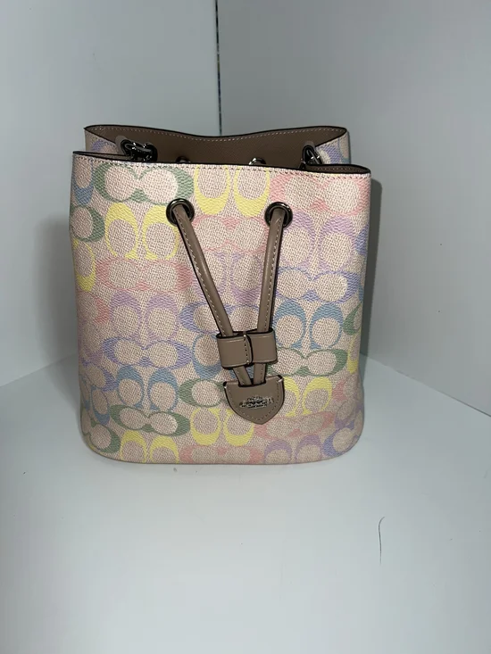 Coach Mini Bucket Bag in Rainbow Signature Canvas