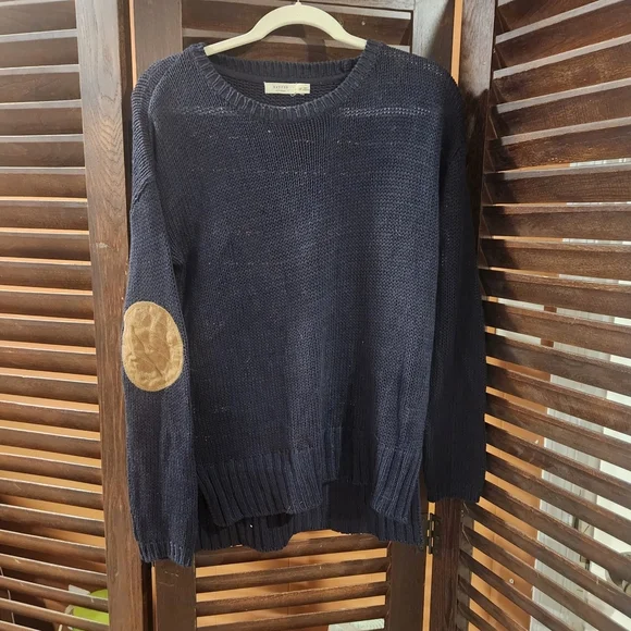 Harper Heritage Navy Sweater with Elbow Patches