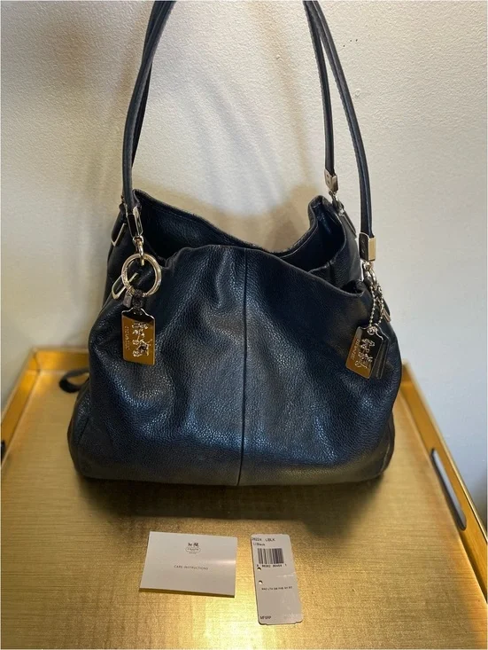Coach Pebbled Leather Black Shoulder Bag