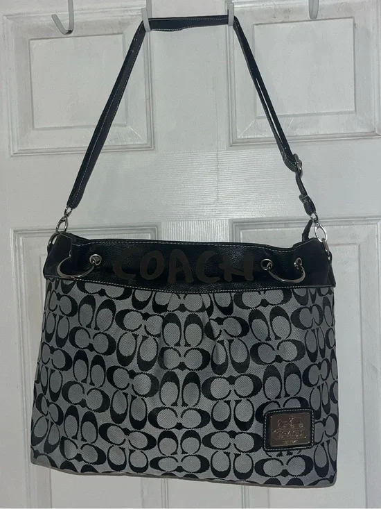 Coach Black and Gray Signature Tote