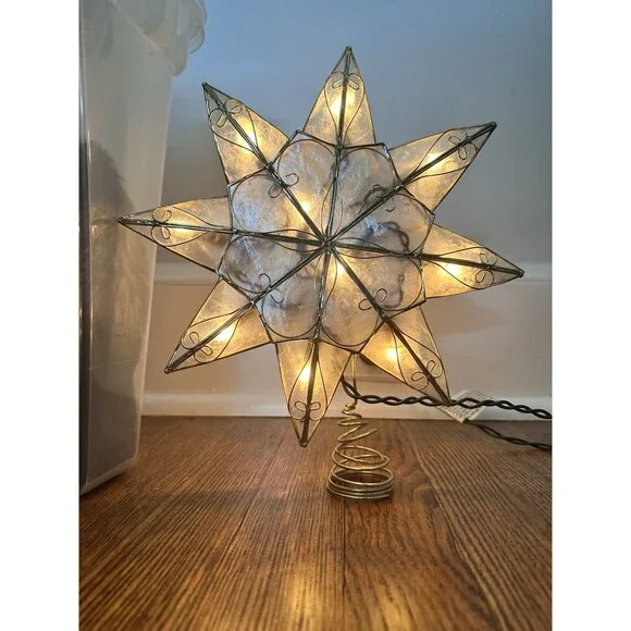 Capiz Shell Tree Topper In Gold Metal Frame 11 1/2
