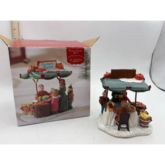 St Nicholas Square Farmers Market Stand Christmas Village w/ Box Kohl’s