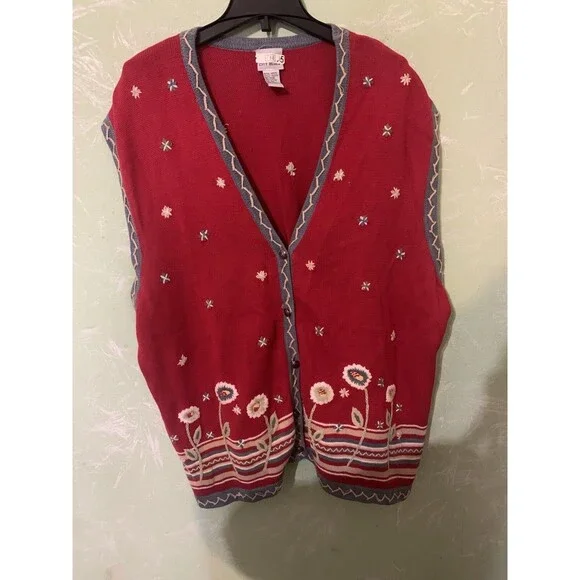Vtg. Koret City Blues Embroidered Sweater Vest