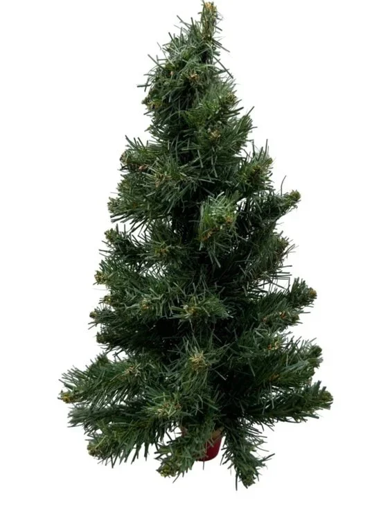 Artificial Mini Christmas Tree With Red Base - 13 Inches Tall READ