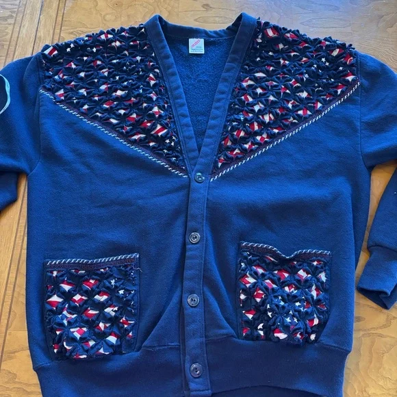 Jerzees women’s‎ one size fits most Navy red American cardigan vintage