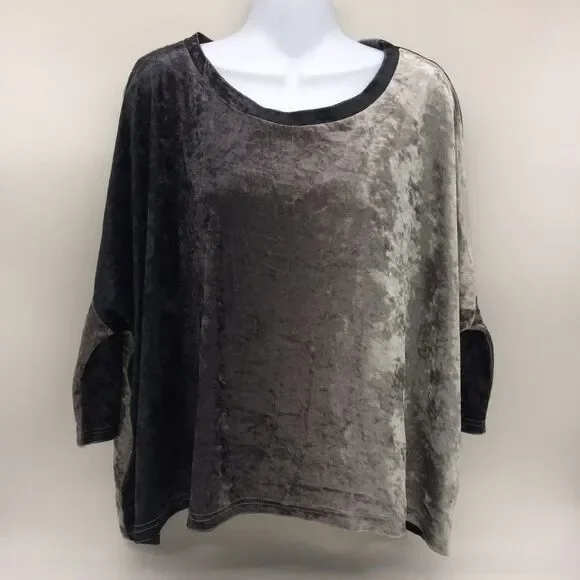 MinkPink Women's Velour Ombre Grays Boatneck Batwing Sweater NWT-Size XS