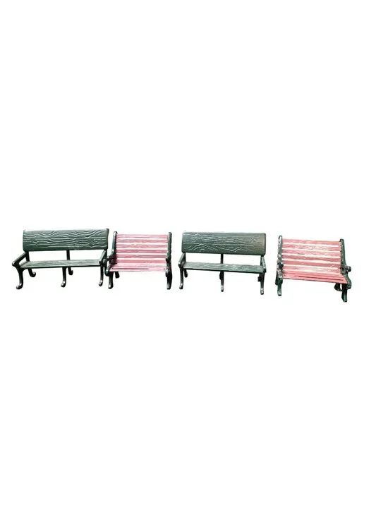 Department 56 & Lemax Park Bench Village Display Lot of 4