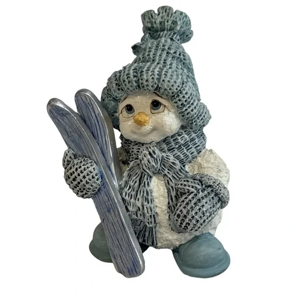 Vintage Christmas Snowman Dreamsicles Northern Lights Ski School 1998 White Blue