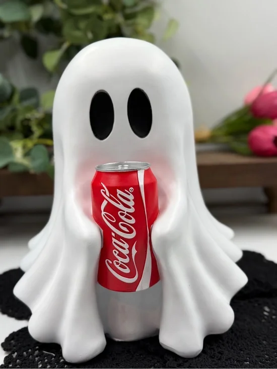 coca-cola halloween ghost holding coca-cola can figurine 12” viral decor