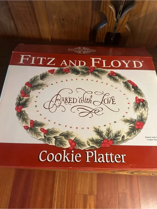 NEW VINTAGE Fitz and Floyd Cream Cookie Platter with Logo Marking