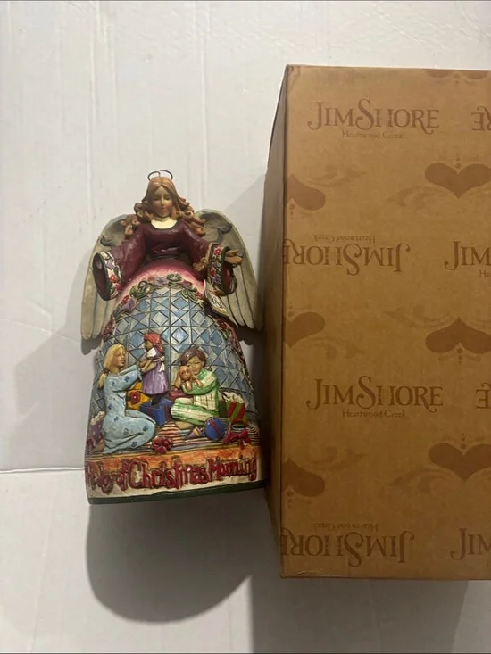 Jim Shore Red Pink Blue Green Holiday Angel Figurine  joy of Christmas morning