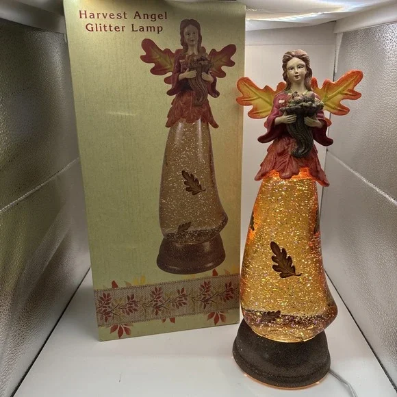Cracker Barrel~Acylic Harvest Angel Glitter Lamp~13