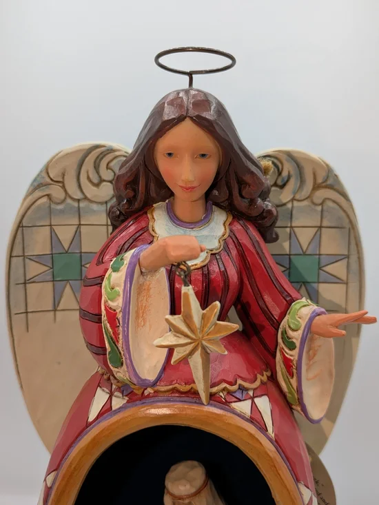 Jim Shore Red Angel Nativity Figurine with Gold Star