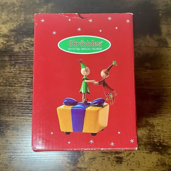 Russ Skribbles Rotating Musical Figurine Deck the Halls Christmas Decor 32237