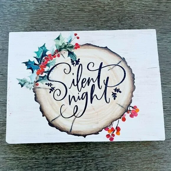 Silent Night Farmhouse Wooden Decor Sign