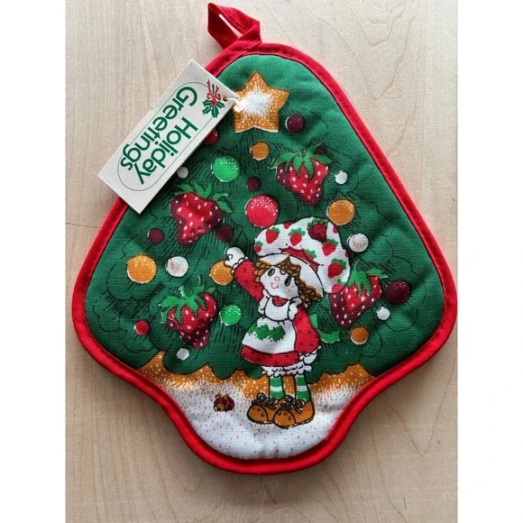 Vintage Strawberry Shortcake Pot Holder Hot Pad Quilted Christmas Tree NWT 1980