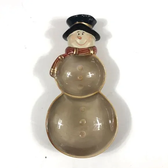 Vintage Ceramic Snowman Serving Dish 5