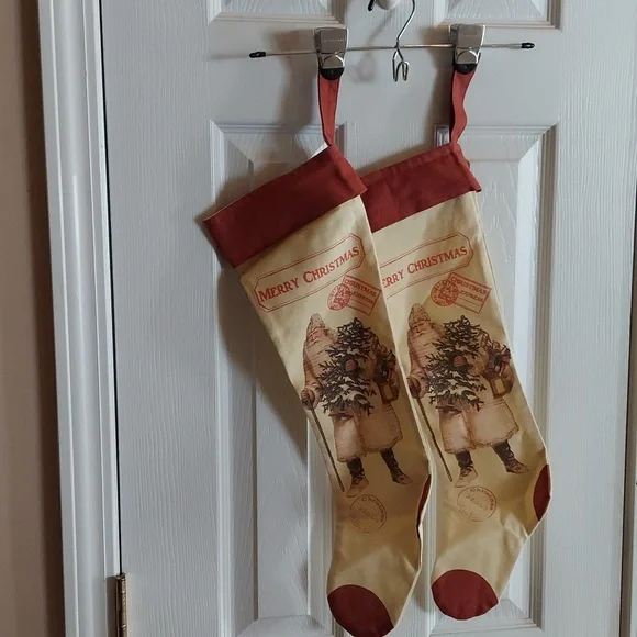 NWOT FATHER CHRISTMAS STOCKING SET OF 2 - VINTAGE RARE!