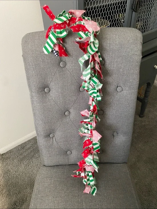 Christmas Red & Green Stripe Holiday Door Garland Candy Cane Shaped