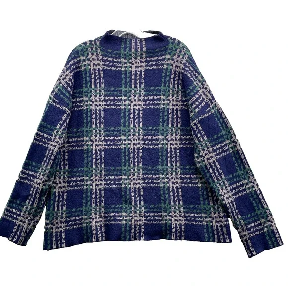 Cyrus Sweater Women's XL Blue Plaid Mock Neck Academia Corpcore Business 90's‎