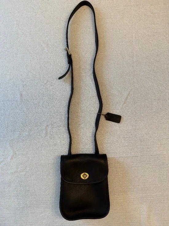 Vintage Coach Crossbody Bag Black Leather Turnlock No. 9978 90s Coach Purse