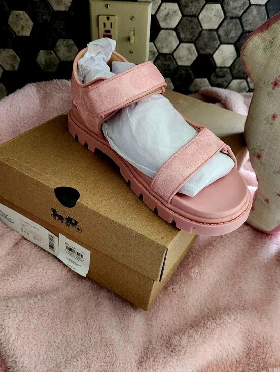 Coach Pink Chunky Strap Sandal