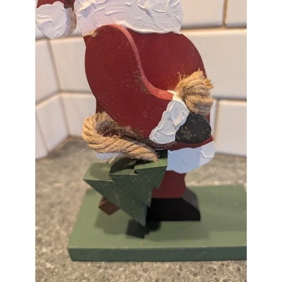 Wooden‎ Santa Claus Figurine Christmas Decoration Handcrafted Articulated