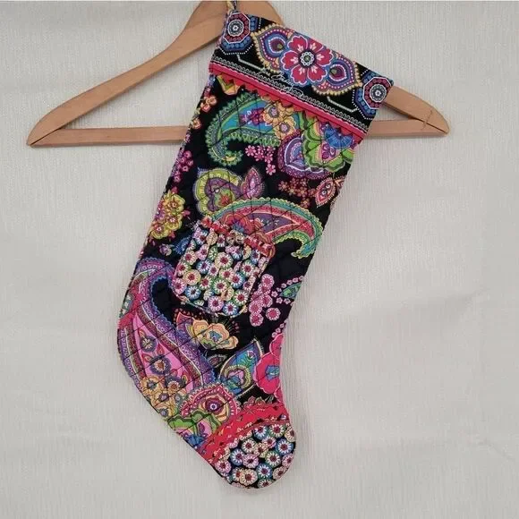 Vera Bradley Quilted Floral Paisley Christmas Stocking EUC