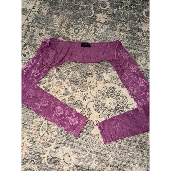 Outcast Long Sleeve Bolero Lace Shrug Purple