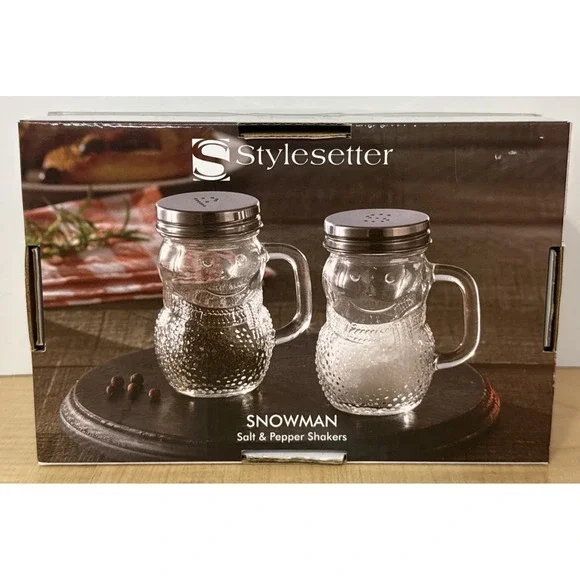 Stylesetter Snowman Salt Pepper Shakers Set New in Box Holiday Decor