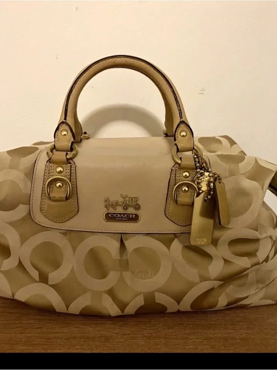 Coach Tan & Beige Signature Satchel