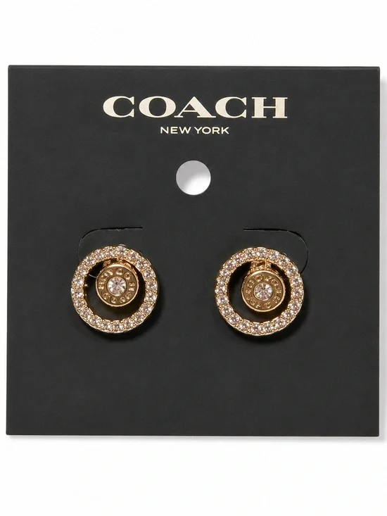 COACH Gold-Tone Open Circle Halo Stud Earrings • BRAND NEW