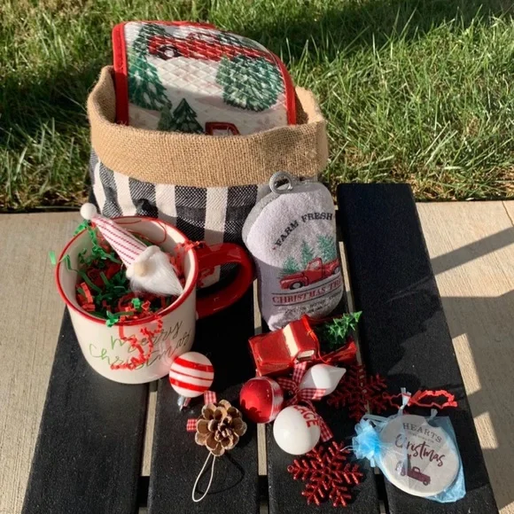 Merry Christmas Mug and Red Truck Holiday Decor Collection Gift Bag Secret Santa