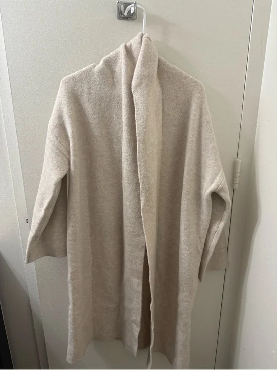 Cozy Open-Front Beige Cardigan Coat