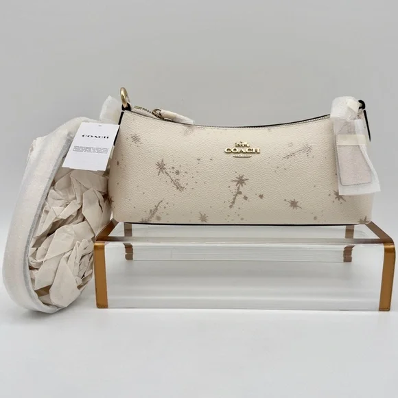 Coach Charlotte Shoulder Bag With Star Print Chalk Gold