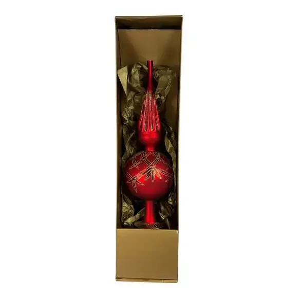 Waterford Holiday Heirlooms Mercury Glass Finial Christmas Tree Topper Red Gold