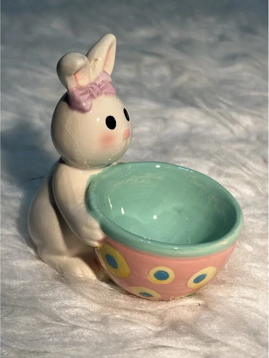Ceramic Colorful Bunny Egg Cup Holder