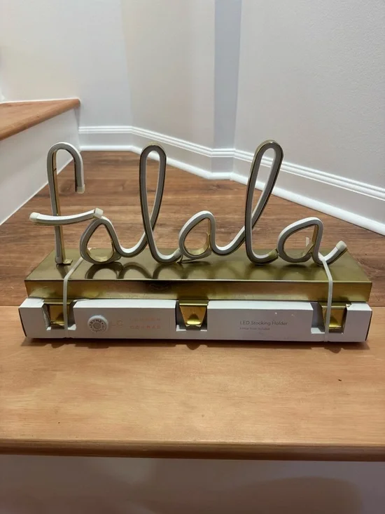 NIB Lauren Conrad “FALALA” LED Neon Sign Light Up Metal Stocking Holder