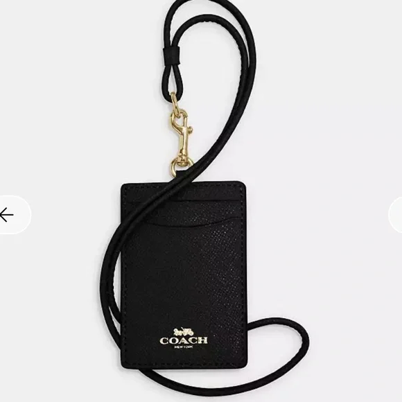 Coach Black Card Holder with Lanyard